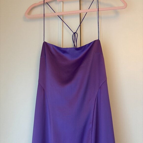 NWT RETROFETE Lucinda Orchid 90s Satin Square Neck Sleeveless Open Back Gown XS - Picture 6 of 7